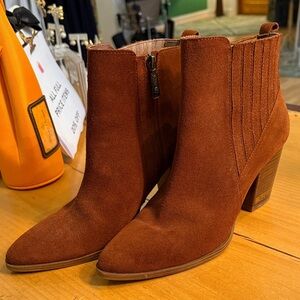 Blondo Suede Ankle Boots in Warm Brown